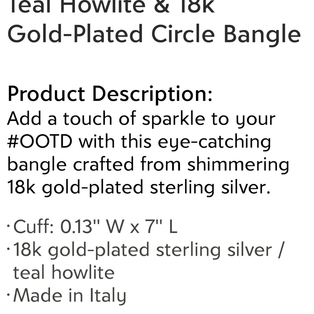 Dainty Italian Gold Sterling Teal Bangle Bracelet - Picture 8 of 8